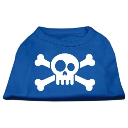 Skull Crossbone Screen Print Shirt Blue Lg