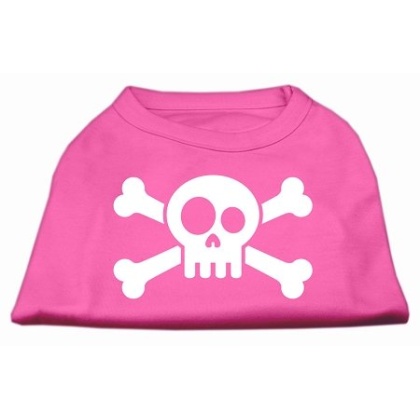 Skull Crossbone Screen Print Shirt Bright Pink Lg