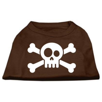 Skull Crossbone Screen Print Shirt Brown Lg