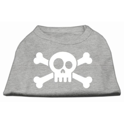 Skull Crossbone Screen Print Shirt Grey Lg