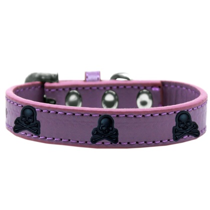 Skull Widget Dog Collar Lavender Size 10