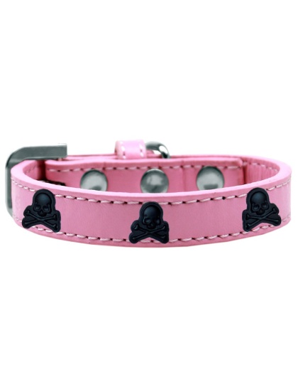 Skull Widget Dog Collar Light Pink Size 10