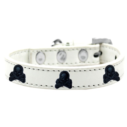 Skull Widget Dog Collar White Size 10