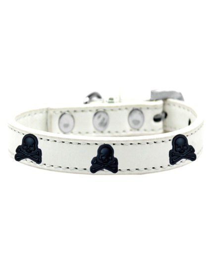 Skull Widget Dog Collar White Size 10