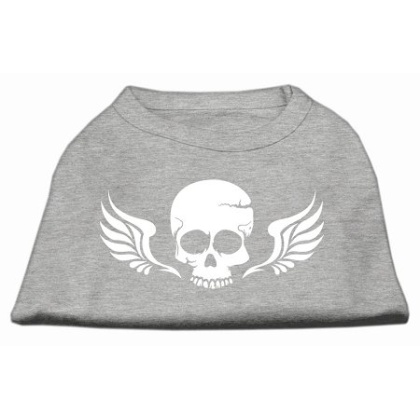 Skull Wings Screen Print Shirt Grey Lg