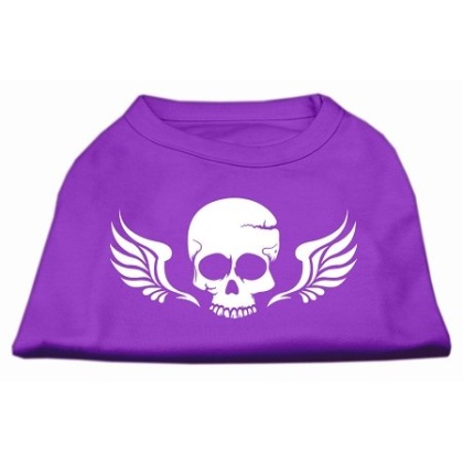 Skull Wings Screen Print Shirt Purple Lg