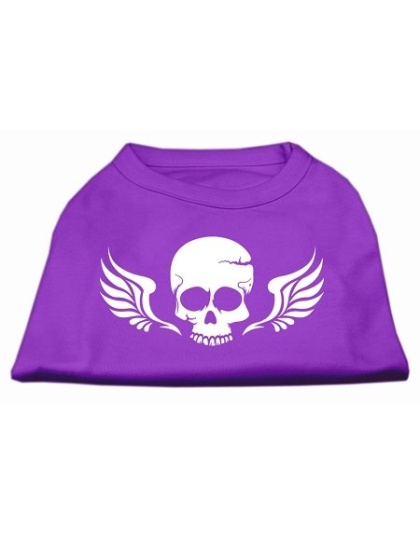 Skull Wings Screen Print Shirt Purple Lg