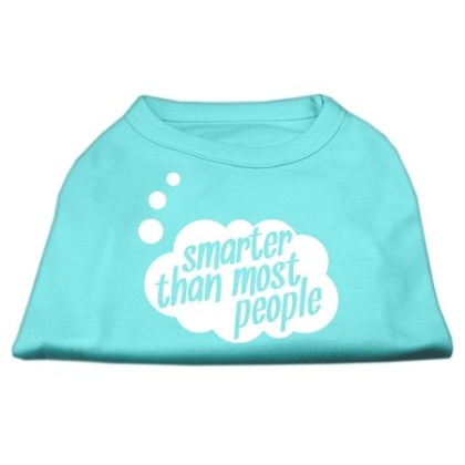 Smarter then Most People Screen Printed Dog Shirt  Aqua Lg