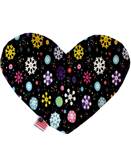 Smiley Snowflakes 6 Inch Canvas Heart Dog Toy