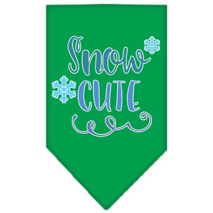 Snow Cute Screen Print Bandana Emerald Green Large