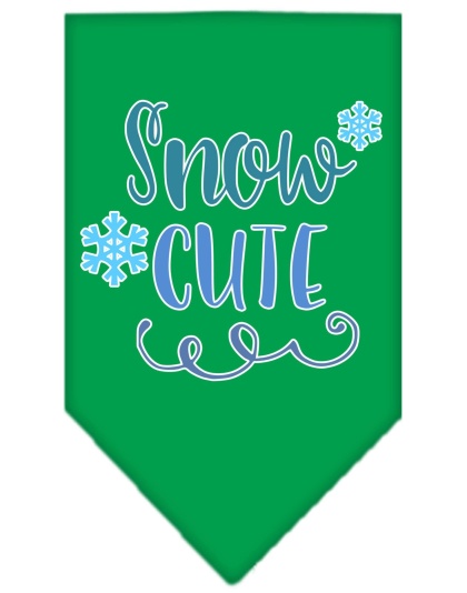 Snow Cute Screen Print Bandana Emerald Green Large