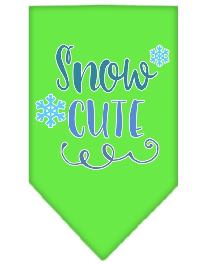 Snow Cute Screen Print Bandana Lime Green Large