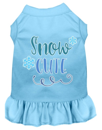 Snow Cute Screen Print Dog Dress Baby Blue 4X