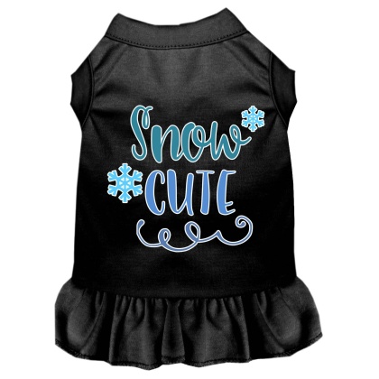 Snow Cute Screen Print Dog Dress Black 4X