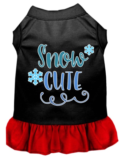 Snow Cute Screen Print Dog Dress Black with Red Lg