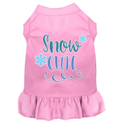 Snow Cute Screen Print Dog Dress Light Pink 4X