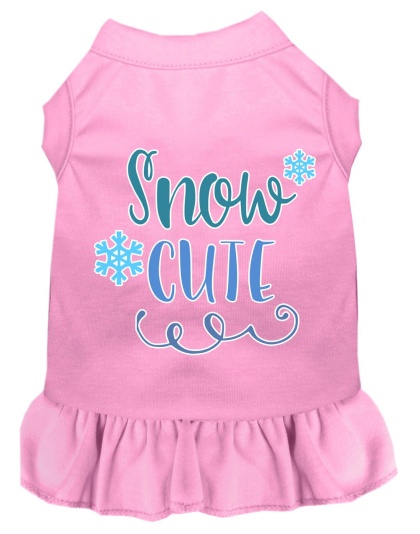 Snow Cute Screen Print Dog Dress Light Pink 4X