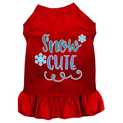 Snow Cute Screen Print Dog Dress Red 4X