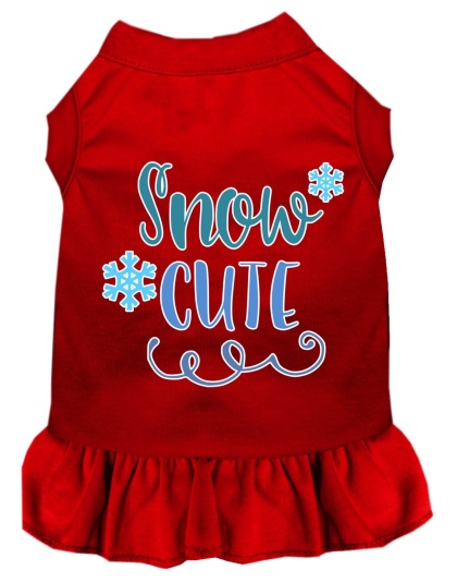 Snow Cute Screen Print Dog Dress Red 4X