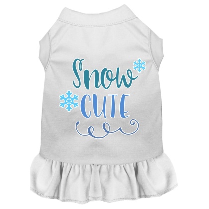 Snow Cute Screen Print Dog Dress White 4X