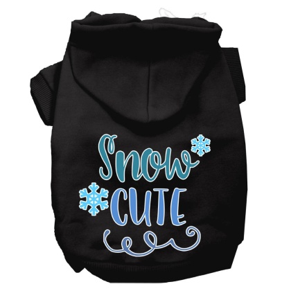 Snow Cute Screen Print Dog Hoodie Black L