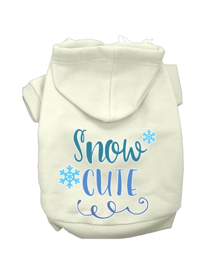 Snow Cute Screen Print Dog Hoodie Cream L