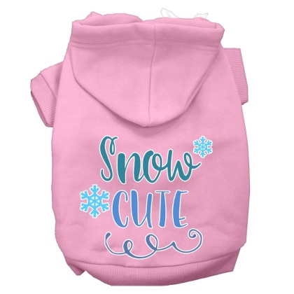 Snow Cute Screen Print Dog Hoodie Light Pink L