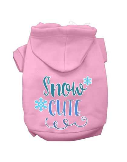 Snow Cute Screen Print Dog Hoodie Light Pink L