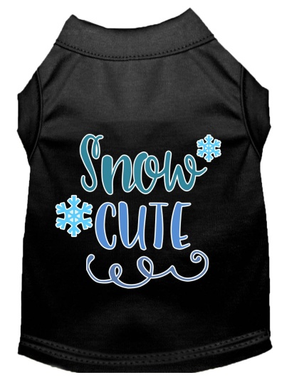 Snow Cute Screen Print Dog Shirt Black Lg