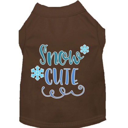 Snow Cute Screen Print Dog Shirt Brown Lg