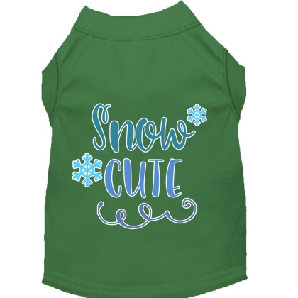 Snow Cute Screen Print Dog Shirt Green Lg