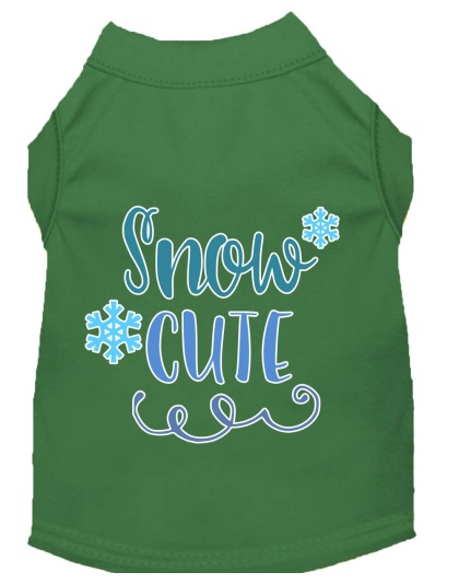 Snow Cute Screen Print Dog Shirt Green Lg