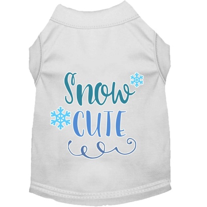 Snow Cute Screen Print Dog Shirt White Lg