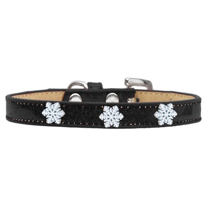 Snowflake Widget Dog Collar Black Ice Cream Size 10