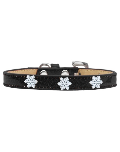 Snowflake Widget Dog Collar Black Ice Cream Size 10