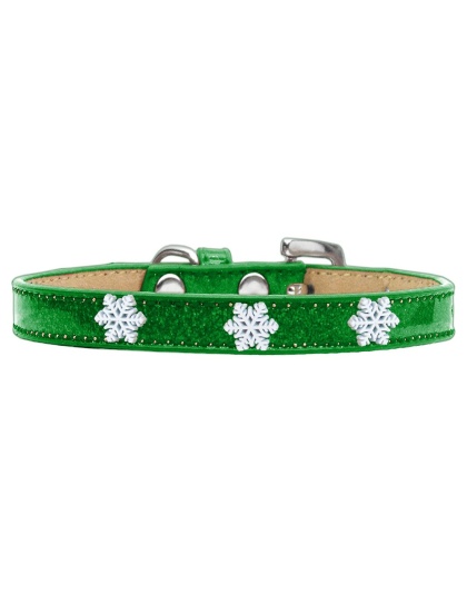 Snowflake Widget Dog Collar Emerald Green Ice Cream Size 10