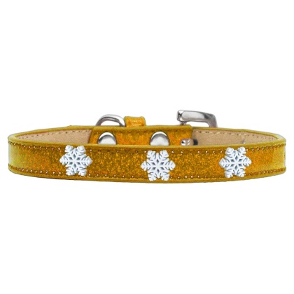 Snowflake Widget Dog Collar Gold Ice Cream Size 10