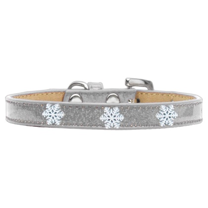 Snowflake Widget Dog Collar Silver Ice Cream Size 10