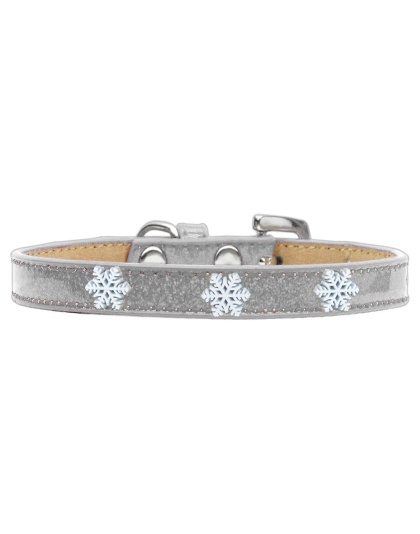 Snowflake Widget Dog Collar Silver Ice Cream Size 10