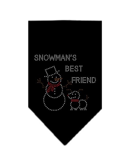 Snowman's Best Friend Rhinestone Bandana Black Large