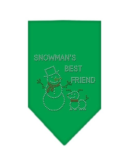 Snowman's Best Friend Rhinestone Bandana Emerald Green Large