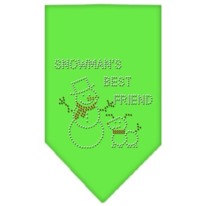 Snowman's Best Friend Rhinestone Bandana Lime Green Large