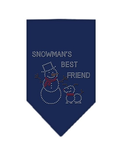 Snowman's Best Friend Rhinestone Bandana Navy Blue large