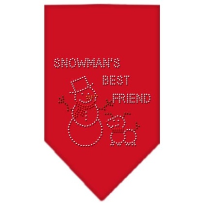 Snowman's Best Friend Rhinestone Bandana Red Large