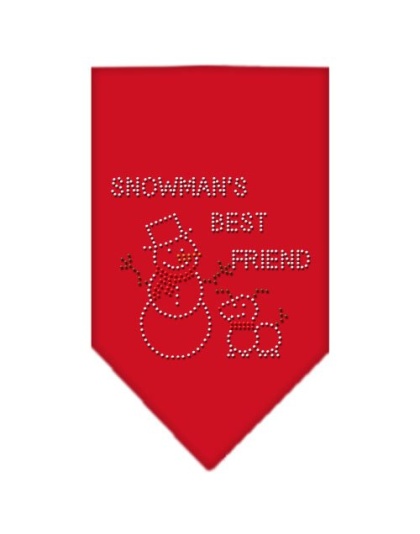 Snowman's Best Friend Rhinestone Bandana Red Large