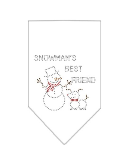 Snowman's Best Friend Rhinestone Bandana White Large