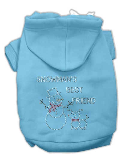 Snowman's Best Friend Rhinestone Hoodie Baby Blue L