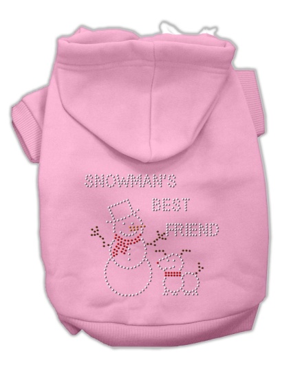 Snowman's Best Friend Rhinestone Hoodie Pink L