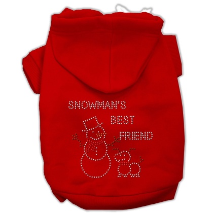 Snowman's Best Friend Rhinestone Hoodie Red L