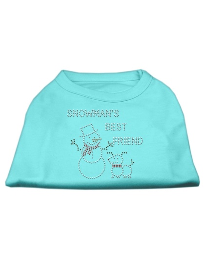 Snowman's Best Friend Rhinestone Shirt Aqua L